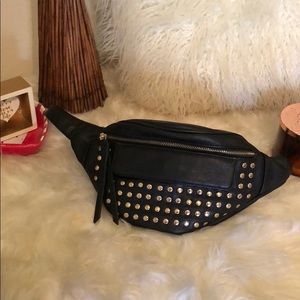 Black and gold fanny pack